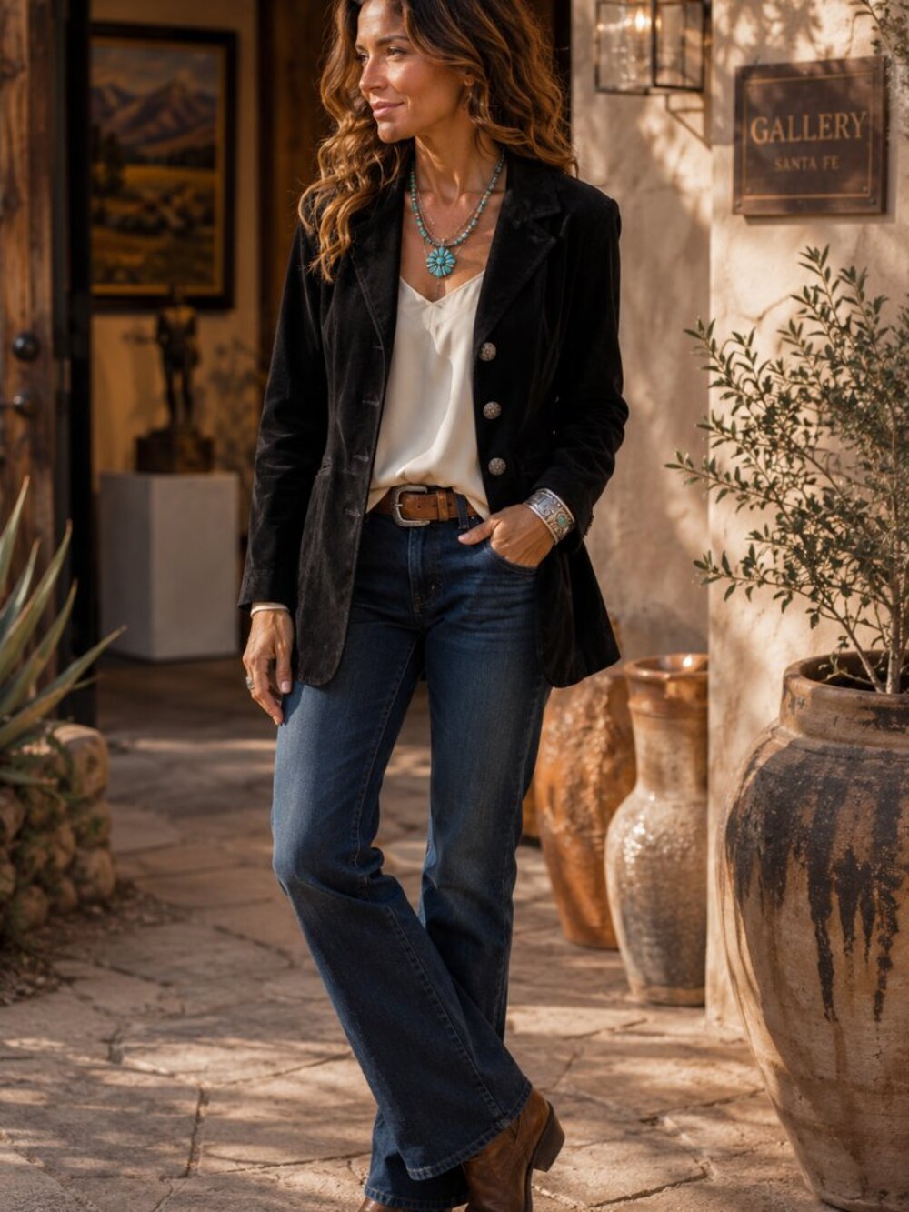 Vintage Denim & Company Genuine Suede Black Size Large